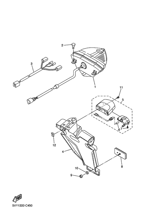 Yamaha 5VY-84710-00 Taillight Unit Assy — shown on the Taillight parts diagram