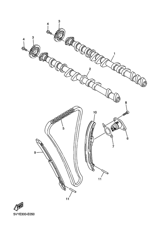 Yamaha 94591-60122 Chain — shown on the Camshaft & Chain parts diagram