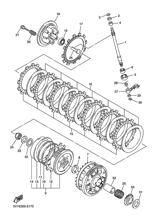 Yamaha 5VY-16351-10 Plate, Pressure 1 — shown on the Clutch parts diagram