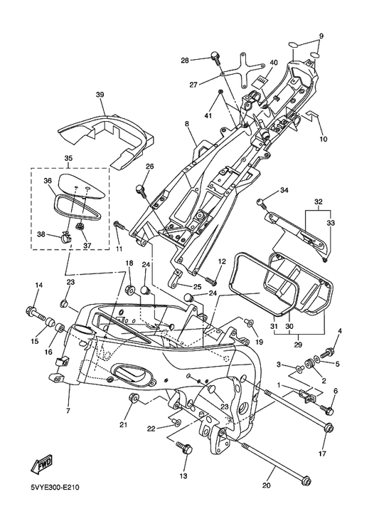 Yamaha 5VY-21414-00 Boss, Engine Mount — shown on the Frame parts diagram