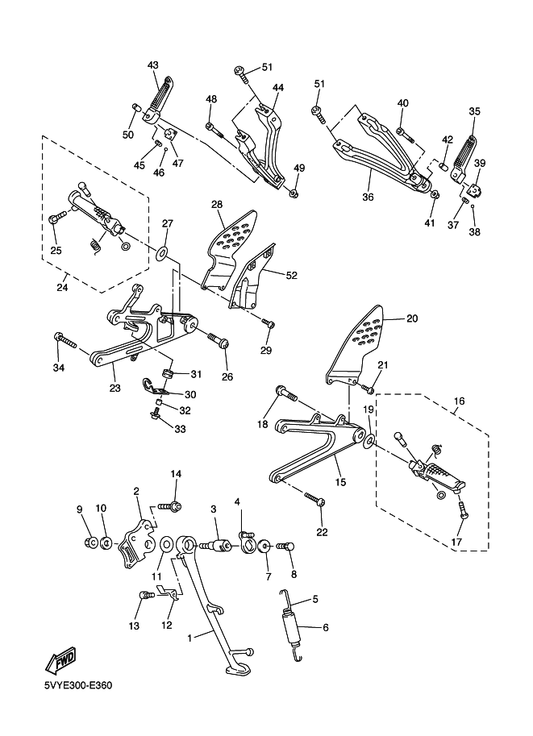 Yamaha 5VY-27445-00 Plate 1 — shown on the Stand & Footrest parts diagram