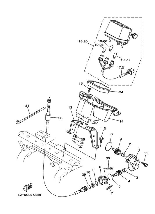 Yamaha 4SH-83570-00 Speedometer Assy — shown on the Meter parts diagram