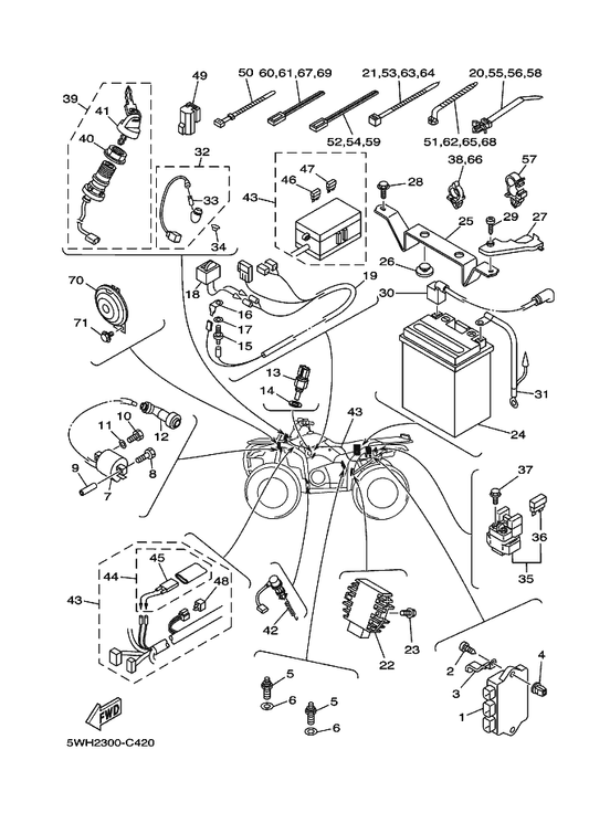 Yamaha 5WH-82590-10 Wire Harness Assy — shown on the Electrical 1 parts diagram
