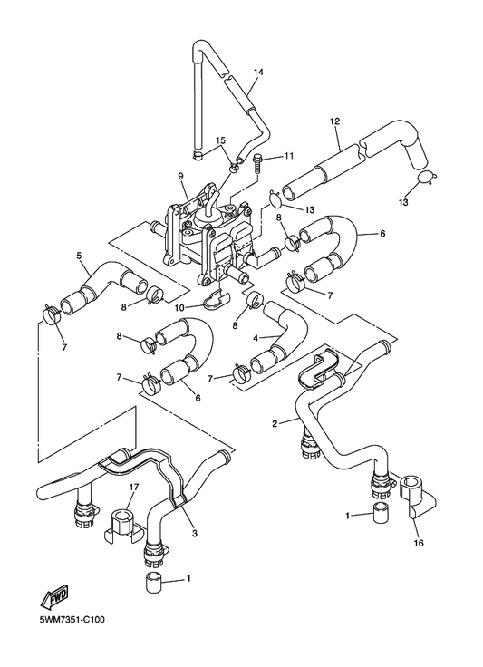 Yamaha 5EA-1479K-00 Cover, 3 — shown on the Air Induction System parts diagram