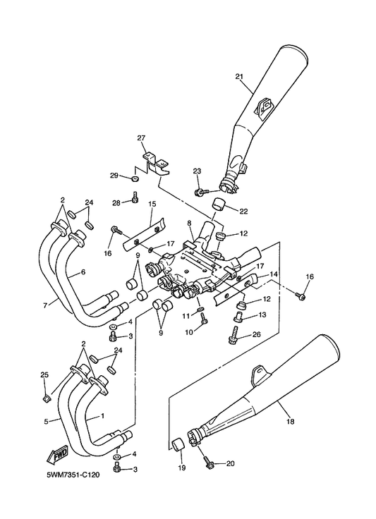 Yamaha 4KG-14641-00 Pipe, Exhaust 4 — shown on the Exhaust parts diagram