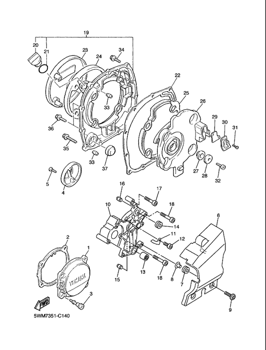 Yamaha 5UX-1541A-00 Stay,Crankcasecover 1 — shown on the Crankcase Cover 1 parts diagram