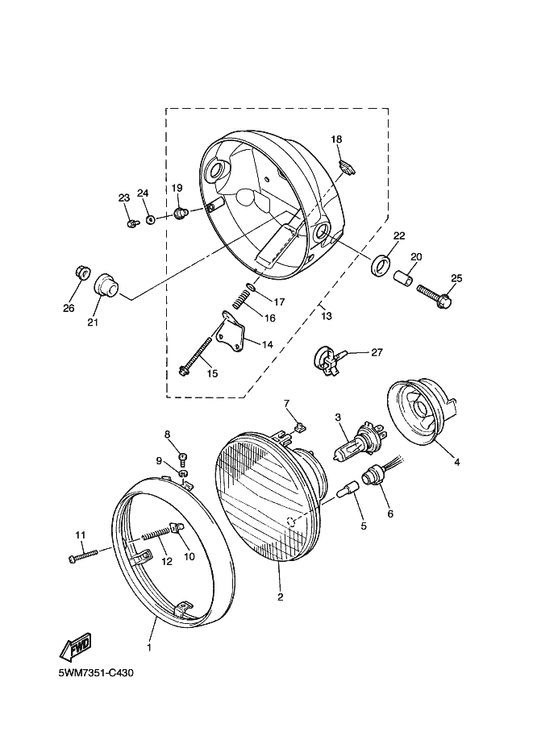 Yamaha 4KG-84397-00 Cover, Socket — shown on the Headlight parts diagram