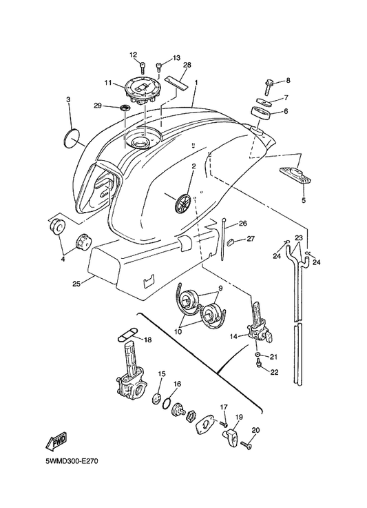 Yamaha 5EA-24500-02 Fuel Cock Assy 1 — shown on the Fuel Tank parts diagram