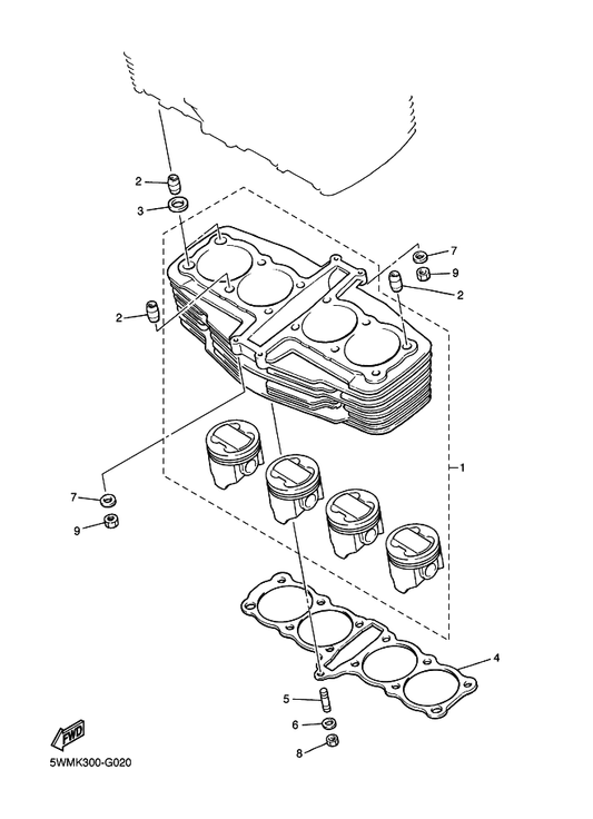 Yamaha 5EA-W1130-21 Cylinder & Piston Set — shown on the Cylinder parts diagram