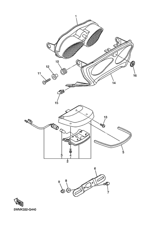 Yamaha 5UX-84710-00 Taillight Unit Assy — shown on the Taillight parts diagram