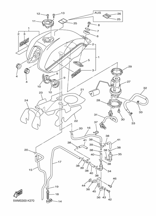Yamaha 5WM-24240-90 . Graphic Set — shown on the Fuel Tank parts diagram