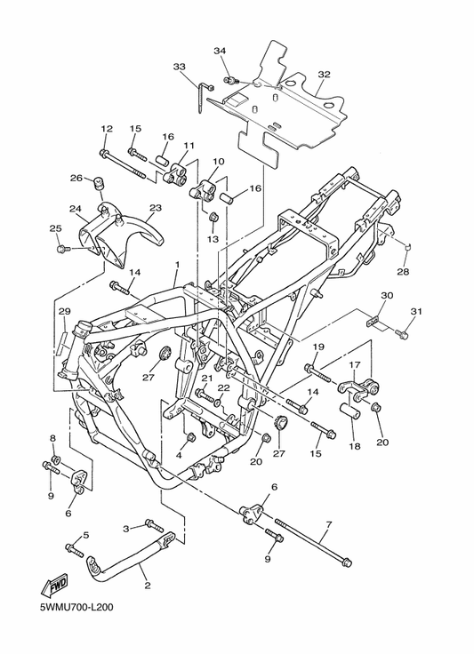 Yamaha 90387-1003W Collar — shown on the Frame parts diagram