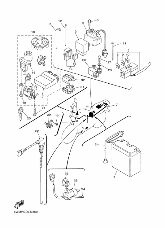 Yamaha 5WM-8255P-10 . Immobilizer. Unit Comp. — shown on the Electrical 2 parts diagram