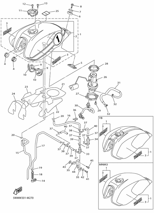 Yamaha 5UX-Y2410-00-09 Fuel Tank Comp. — shown on the Fuel Tank parts diagram