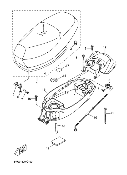 Yamaha 5WW-F4731-30 . Cover, Seat — shown on the Seat parts diagram