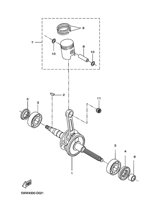 Yamaha 2B6-E1603-00 . Piston Ring Set (Std) — shown on the Crankshaft & Piston parts diagram