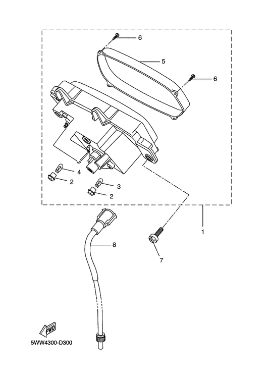 Yamaha 5WW-H3510-20 Speedometer Assy — shown on the Meter parts diagram