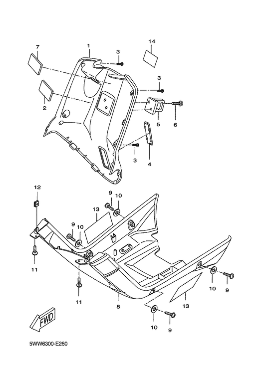 Yamaha 3WV-F8349-00-PP Cap — shown on the Leg Shield parts diagram