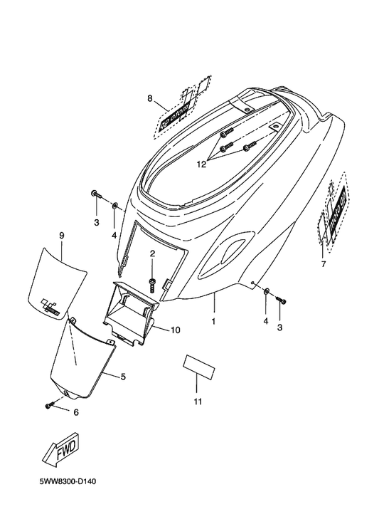 Yamaha 5WW-F1721-00-P6 Cover, Side 2 — shown on the Side Cover parts diagram