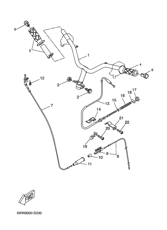 Yamaha 2B6-F6246-00 End, Grip — shown on the Steering Handle & Cable parts diagram