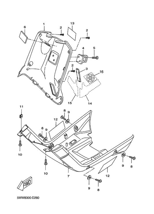 Yamaha 5WW-F8311-01-P6 Leg Shield 1 — shown on the Leg Shield parts diagram