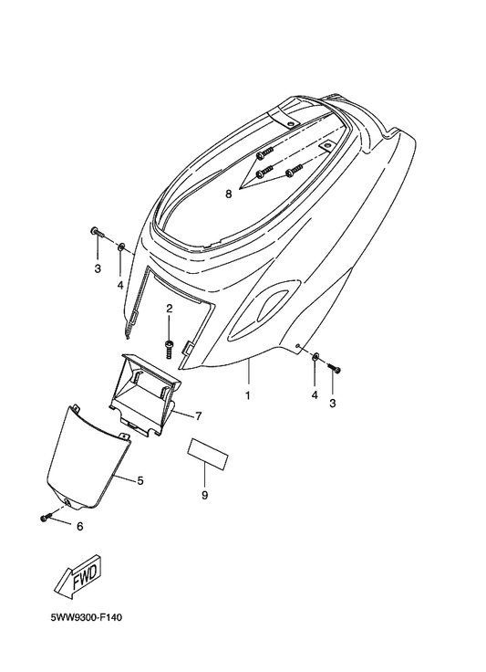 Yamaha 5WW-F1721-00-PM Cover, Side 2 — shown on the Side Cover parts diagram