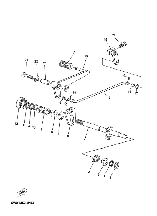 Yamaha 5WX-E8111-00 Pedal, Shift — shown on the Shift Shaft parts diagram