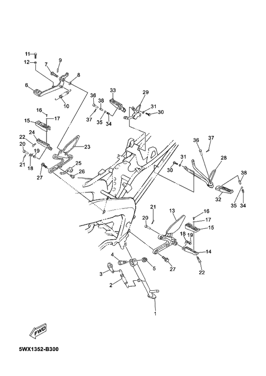 Yamaha 9290L-10200 Washer — shown on the Stand & Footrest parts diagram