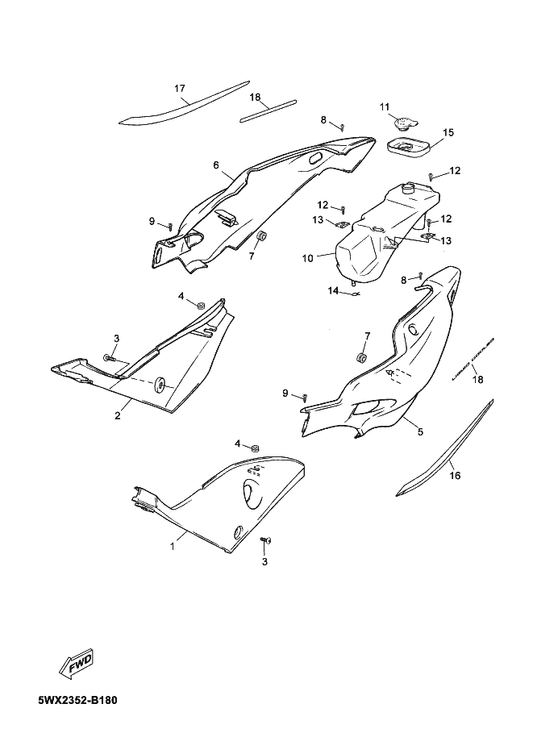 Yamaha 5WX-F1721-00 Cover, Side 2 — shown on the Side Cover parts diagram