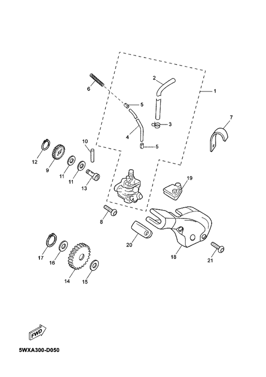 Yamaha 93410-08X00 Circlip — shown on the Oil Pump parts diagram