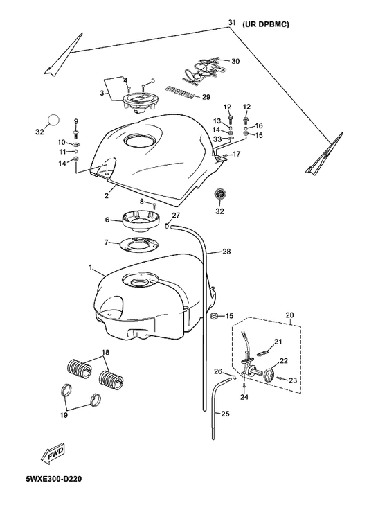 Yamaha 90467-08853 Clip — shown on the Fuel Tank parts diagram