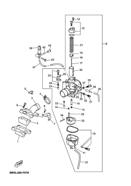 Yamaha 4SB-E4357-00 . Washer, Plain — shown on the Carburetor parts diagram