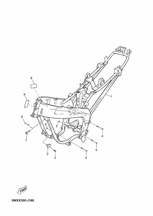 Yamaha 90105-08875 Bolt, Flange — shown on the Frame parts diagram