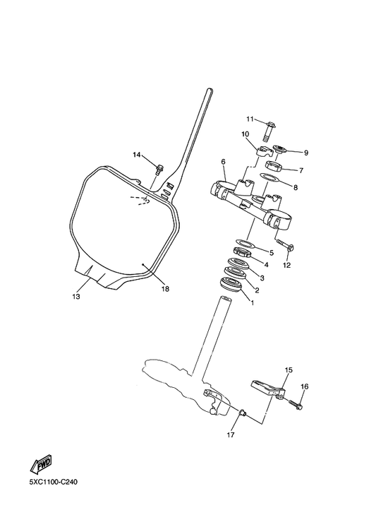 Yamaha 5TA-23357-00 Nut — shown on the Steering parts diagram