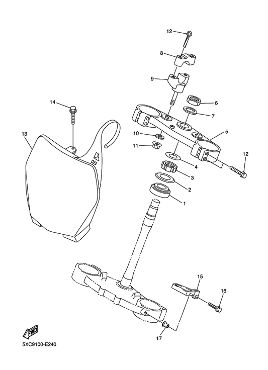 Yamaha 1C3-23435-50 Crown, Handle — shown on the Steering parts diagram