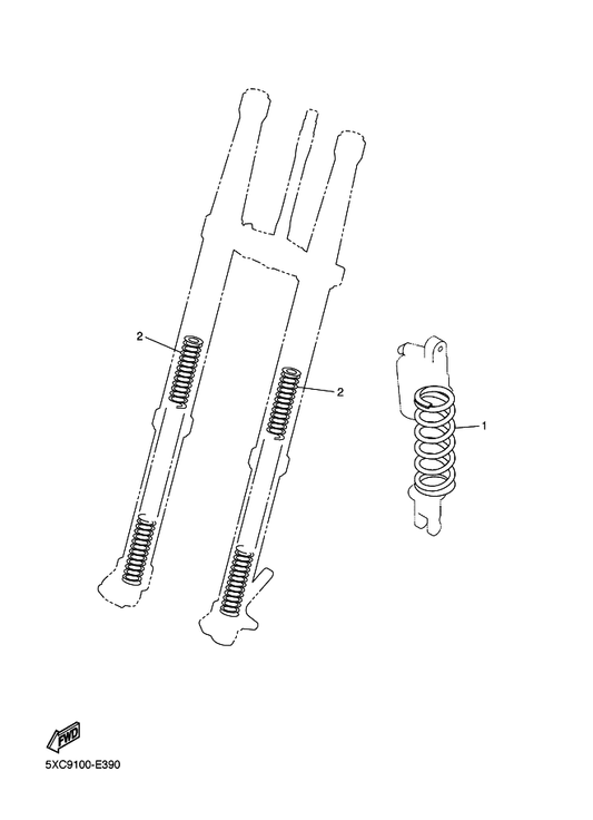 Yamaha 1C3-23141-E1 Spring, Front Fork(K=4.3N/Mm) — shown on the Alternate For Chassis parts diagram