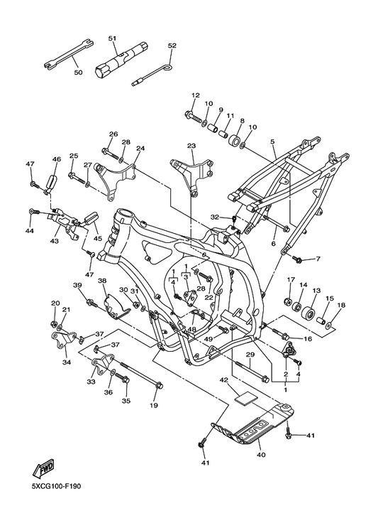 Yamaha 90105-08150 Bolt, Flange — shown on the Frame parts diagram