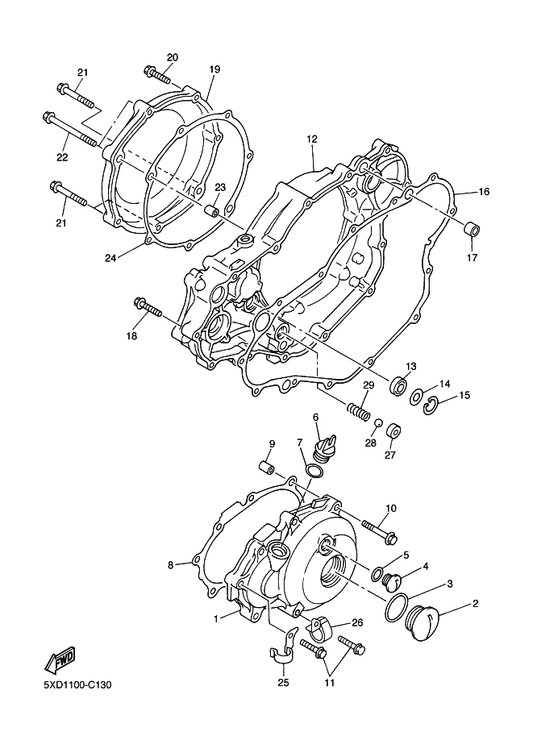 Yamaha 5TA-15451-00 Gasket, Crankcase Cover 1 — shown on the Crankcase Cover 1 parts diagram
