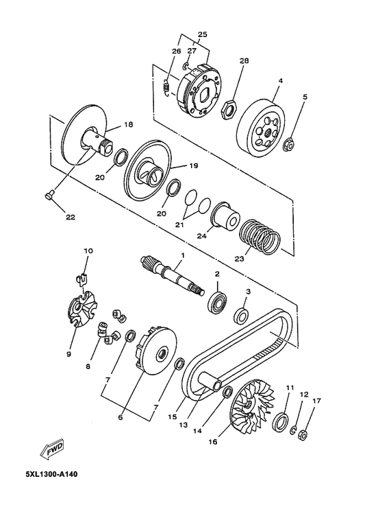 Yamaha 5KD-E6111-00 Gear, Primary Drive — shown on the Clutch parts diagram