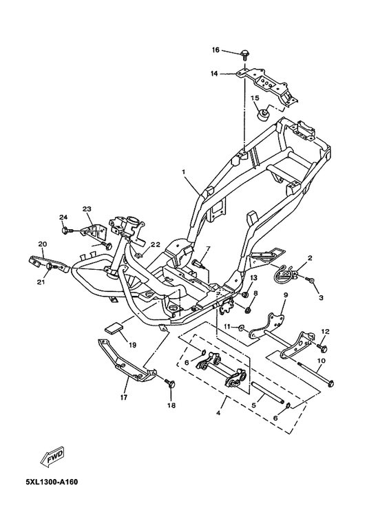 Yamaha 5NR-F118V-00 Bracket 4 — shown on the Frame parts diagram
