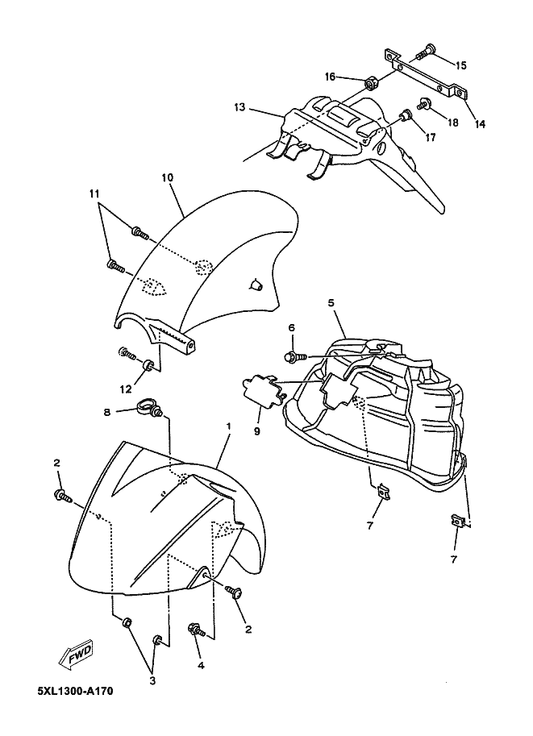 Yamaha 5DS-F1685-10 Bracket, License — shown on the Fender parts diagram