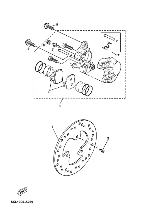 Yamaha 5NR-F582W-00 Disc, Rear Brake 2 — shown on the Rear Brake Caliper parts diagram