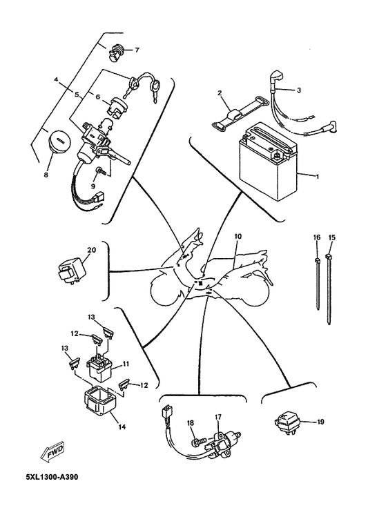 Yamaha 5NR-S2501-00 Key Set — shown on the Electrical 2 parts diagram