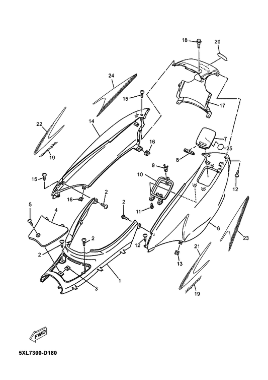 Yamaha 5XL-F1721-00-P9 Cover, Side 2 — shown on the Side Cover parts diagram