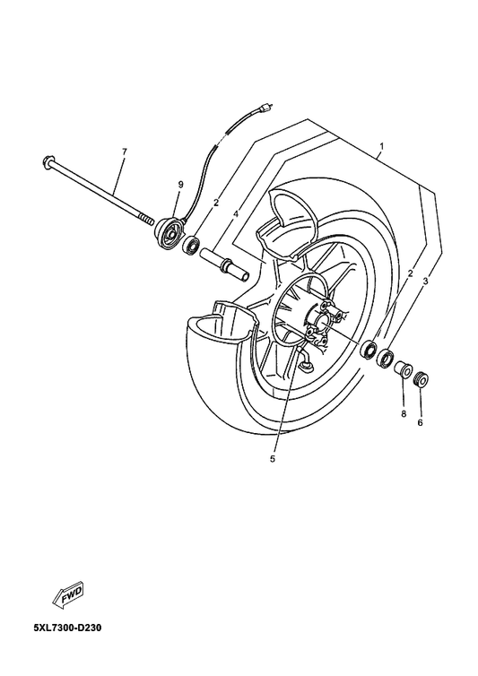 Yamaha 5NR-H3756-10 Sensor, Unit — shown on the Front Wheel parts diagram