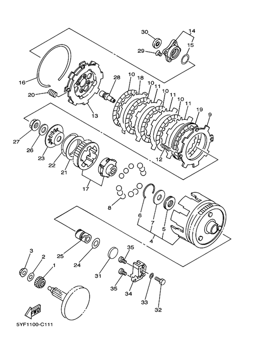 Yamaha 22F-16520-00 Plate, Thrust Weight — shown on the Clutch parts diagram