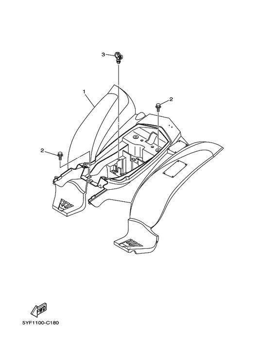 Yamaha 5YF-W216B-00 Rear Fender Comp.2 — shown on the Rear Fender parts diagram