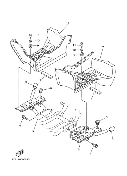 Yamaha 5YF-27421-00 Footrest 2 — shown on the Stand & Footrest parts diagram