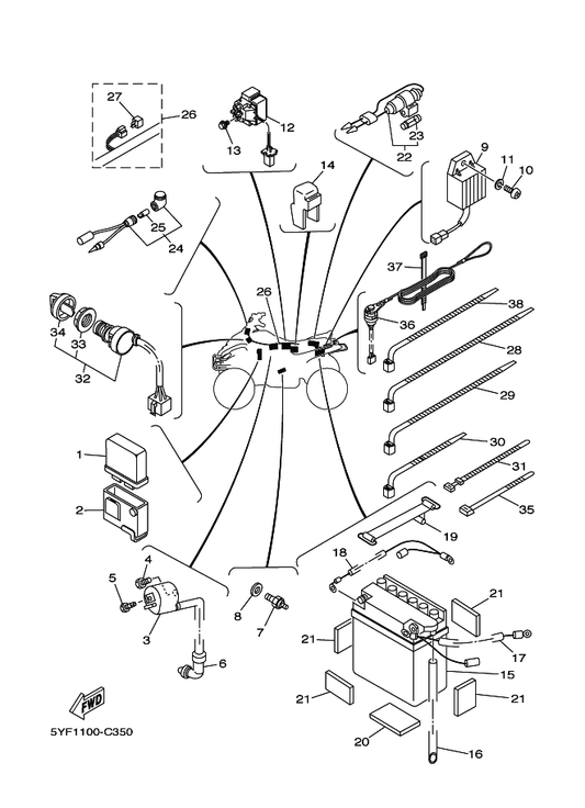 Yamaha 5TH-81960-01 Rectifier & Regulator Assy — shown on the Electrical 1 parts diagram