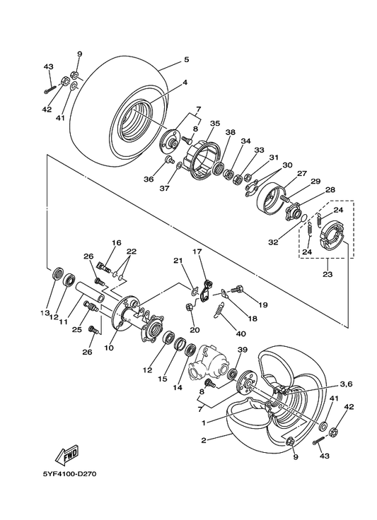 Yamaha 3GB-25343-10 Boss — shown on the Rear Wheel parts diagram